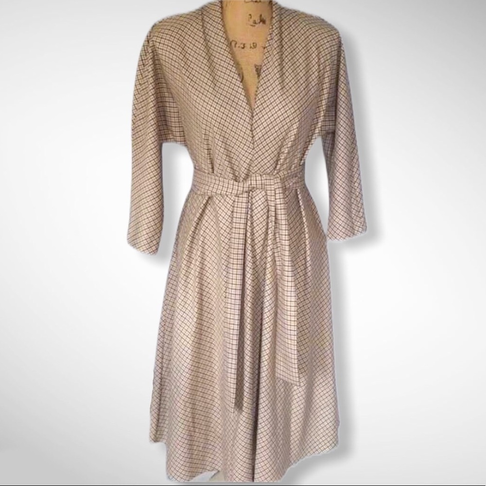 Zara Belted Flare Dress 3/4 Length Checked